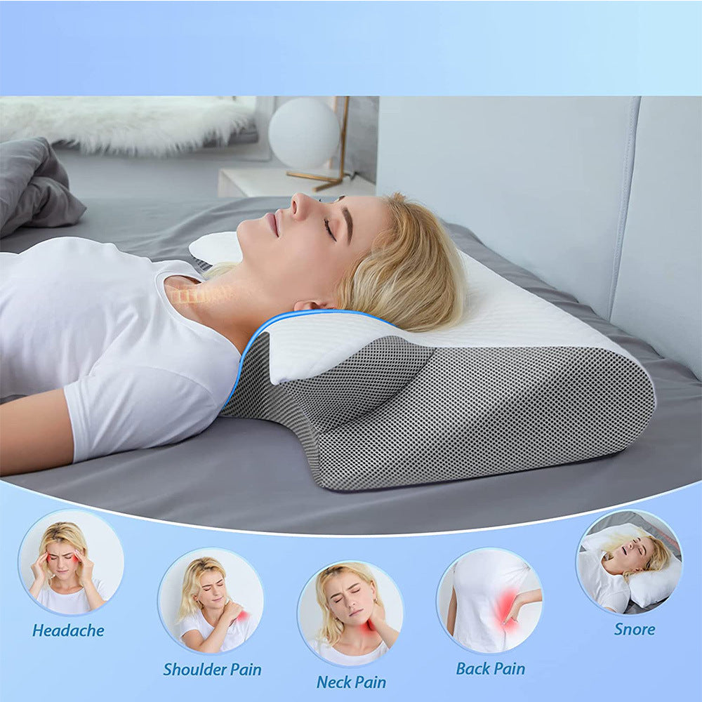 Classic Cervical Memory‑Foam Neck Pillow – Home Edition