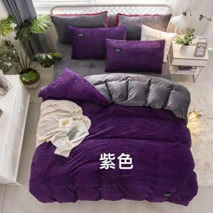 Coral Fleece 4‑Piece Luxury Duvet Cover & Sheet Set