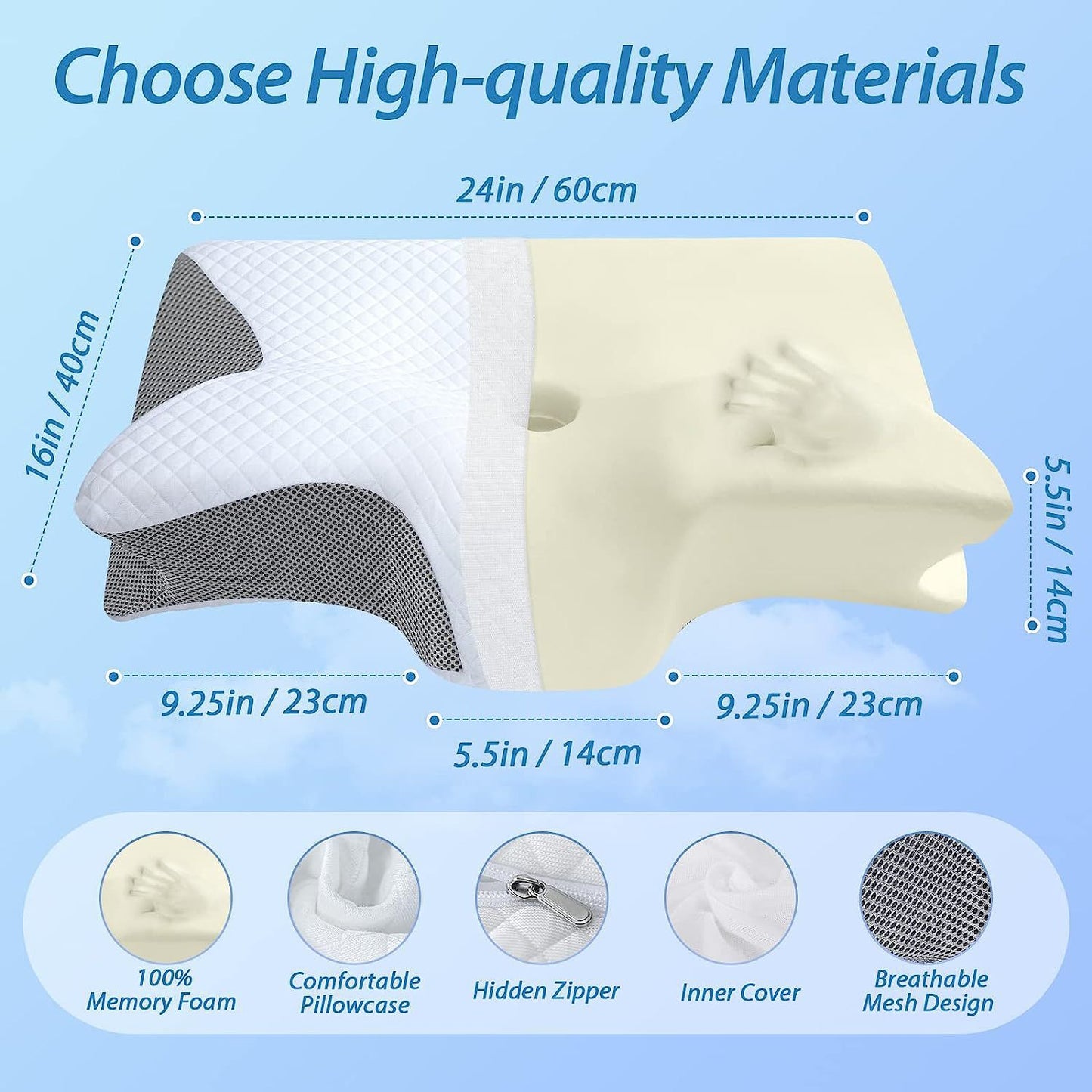 Classic Cervical Memory‑Foam Neck Pillow – Home Edition