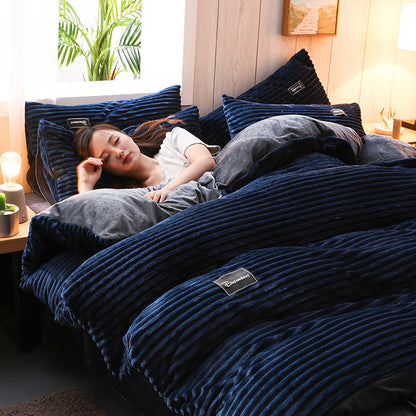 Coral Fleece 4‑Piece Luxury Duvet Cover & Sheet Set